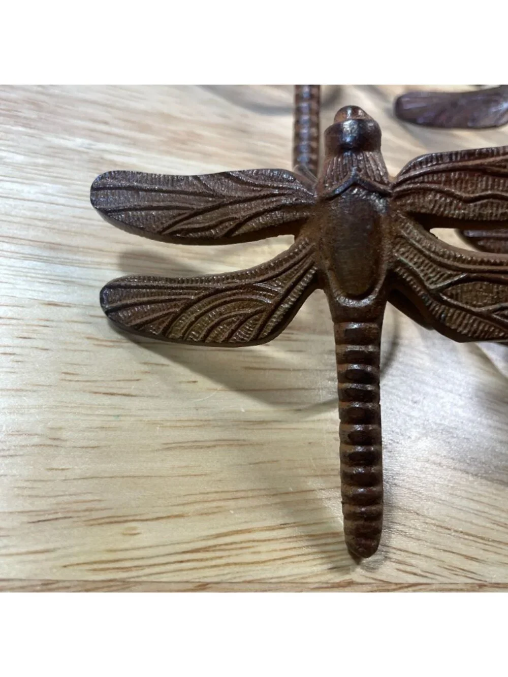 Vintage Pier 1 Rustic Cast Iron Dragonfly Napkin Rings Set of 8 Rustic Brown